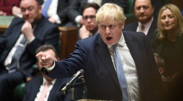 Primeiro-ministro do Reino Unido, Boris Johnson, durante sessão do Parlamento britânico em Londres 31/01/2022 Parlamento do Reino Unido/Jessica Taylor/Divulgação via REUTERS